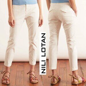 Nili Lotan Tel Aviv Pants Taupe Cotton Blend Slim Crop Sz 0